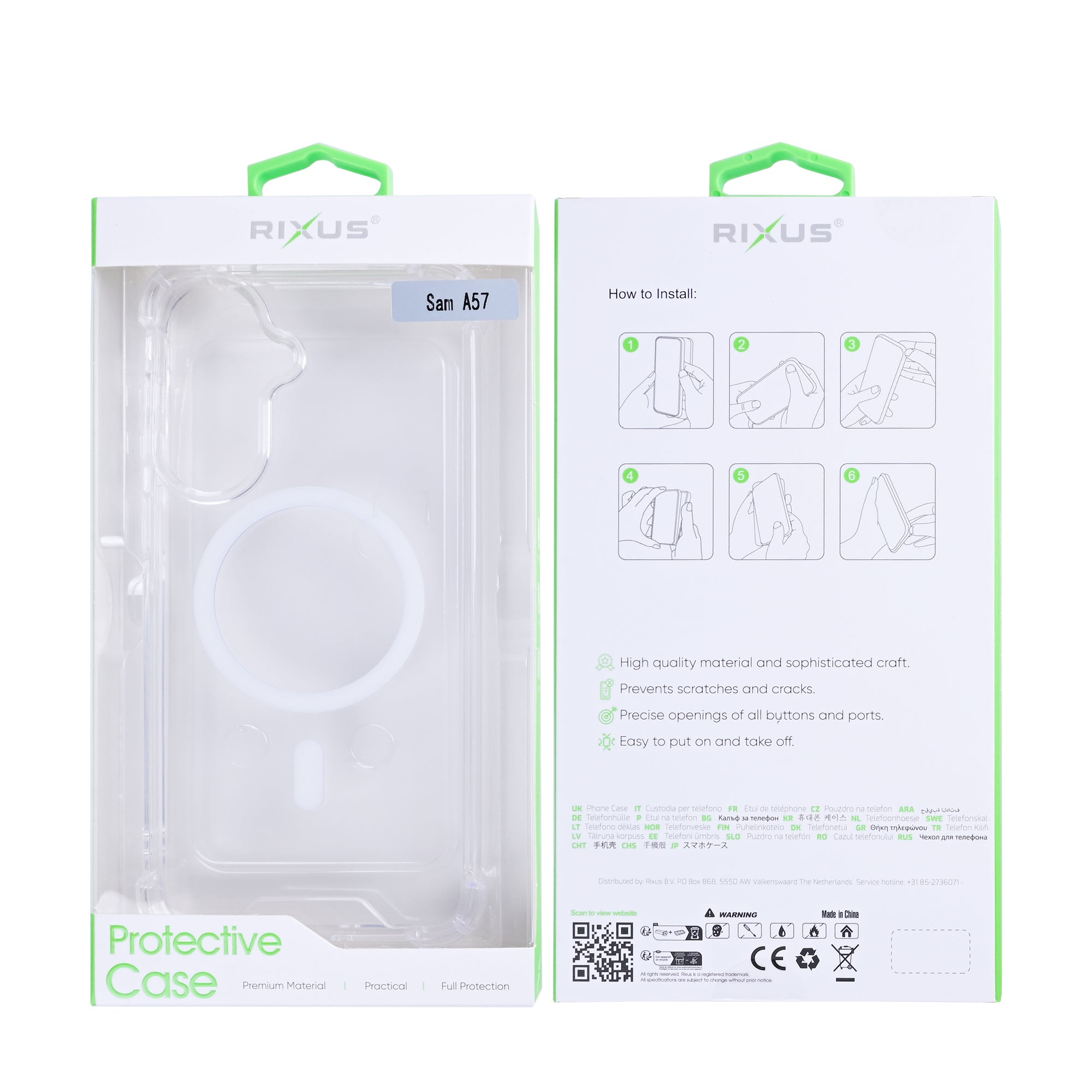 Rixus Anti-Burst Case With MagSafe Compatible For Samsung Galaxy A57 Transparent