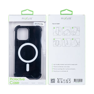 Rixus Anti-Burst Case With MagSafe Compatible For Apple iPhone 12 Pro Max Black