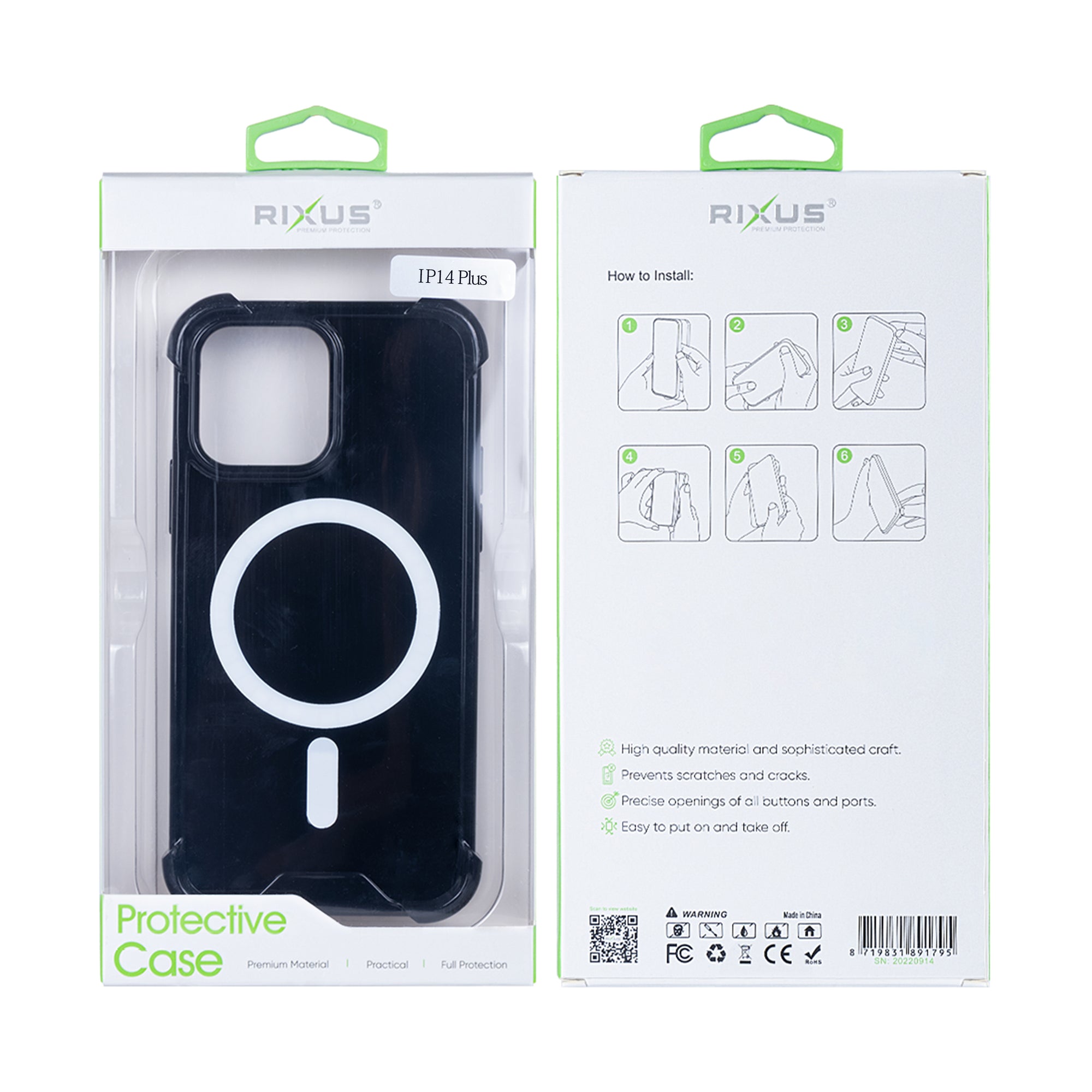 Rixus Anti-Burst Case With MagSafe Compatible For Apple iPhone 14 Plus Black