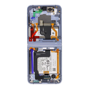 Samsung Galaxy Z Flip4 F721B Hoofdscherm en digitizer met frame blauw servicepakket