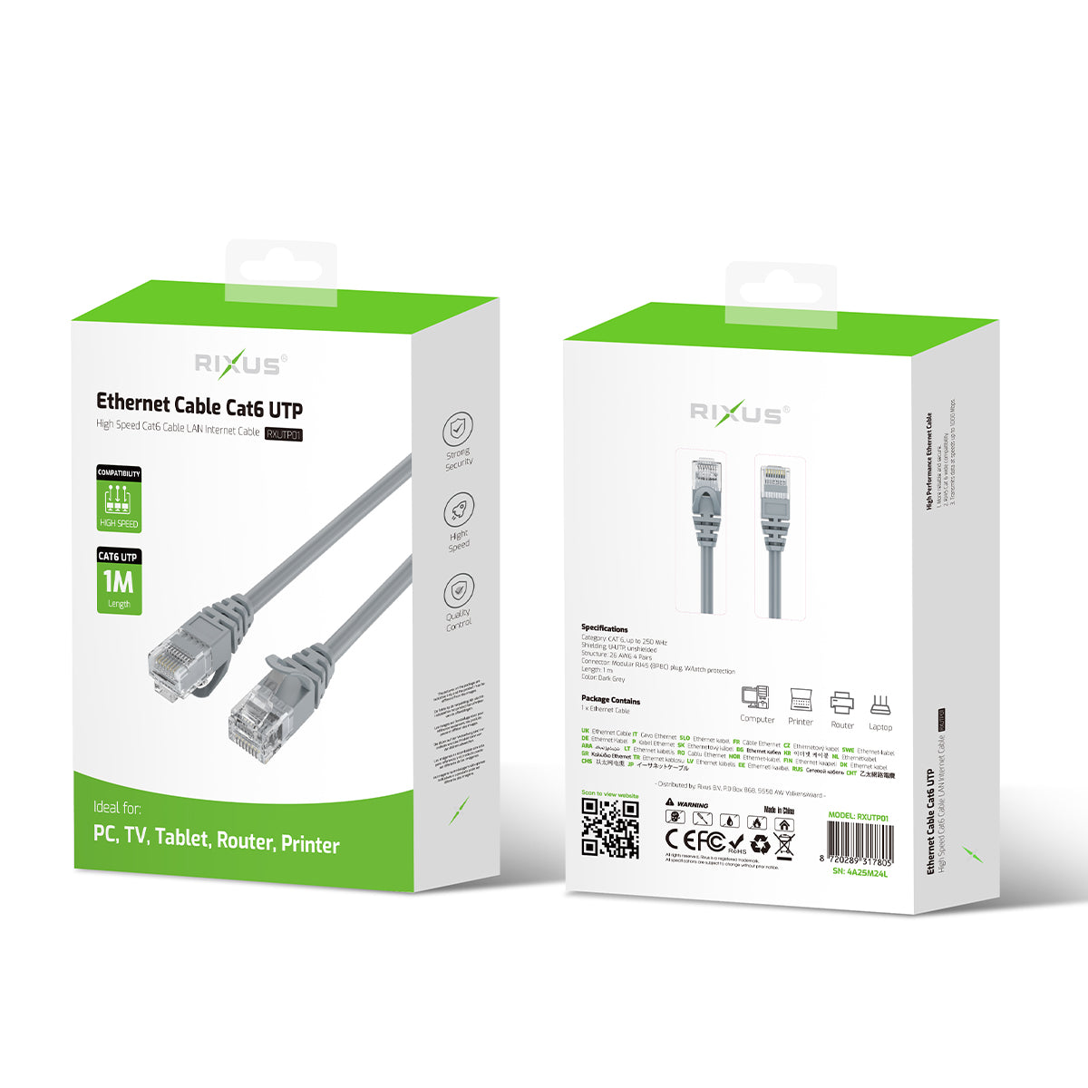 Rixus RXUTP01 Ethernetkabel Cat 6 UTP 1m