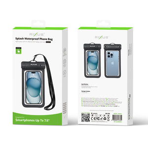 Rixus RXBG15 Splash Waterdichte Telefoontas Zwart