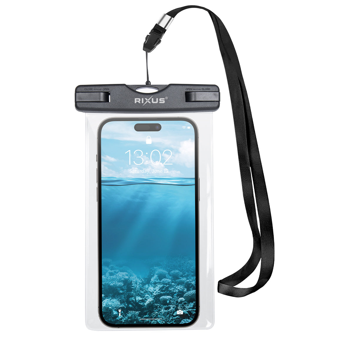 Rixus RXBG17 Spons Waterdichte Telefoontas Zwart