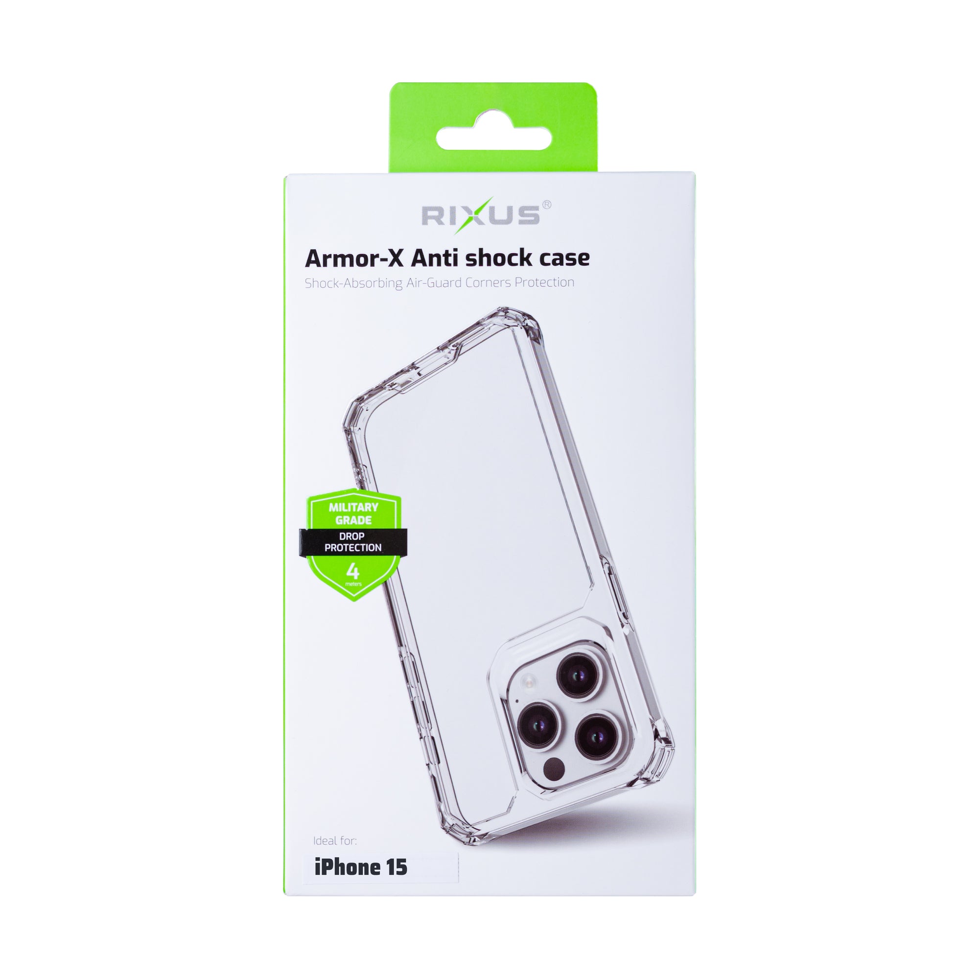 Rixus Armor-X Anti Shock Case For Apple iPhone 15 Transparant