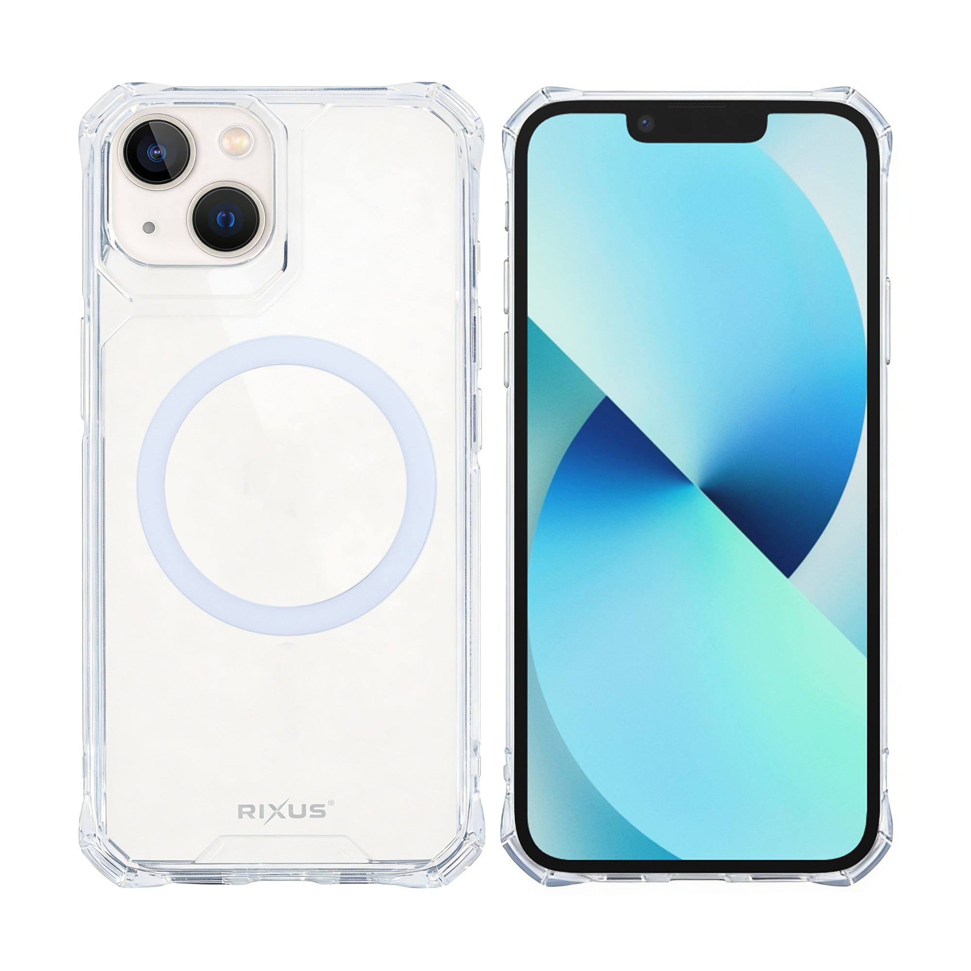 Rixus Armor-X Anti Shock Case With MagSafe Compatible For Apple iPhone 13 Transparent