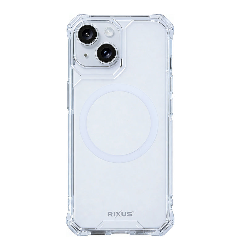 Rixus Armor-X Anti Shock Case With MagSafe Compatible For Apple iPhone 15 Transparent