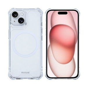 Rixus Armor-X Anti Shock Case With MagSafe Compatible For Apple iPhone 15 Plus Transparent