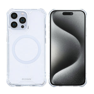 Rixus Armor-X Anti Shock Case With MagSafe Compatible For AppleiPhone 15 Pro Transparent