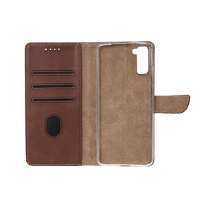 Rixus Boekenhoes Voor Samsung Galaxy S21 FE 5G Bruin