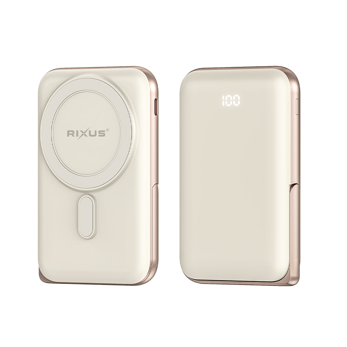 Rixus RXPB37 draagbare magnetische powerbank 10000 mAh met standaard roségoud