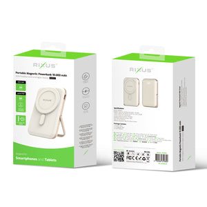 Rixus RXPB37 draagbare magnetische powerbank 10000 mAh met standaard roségoud