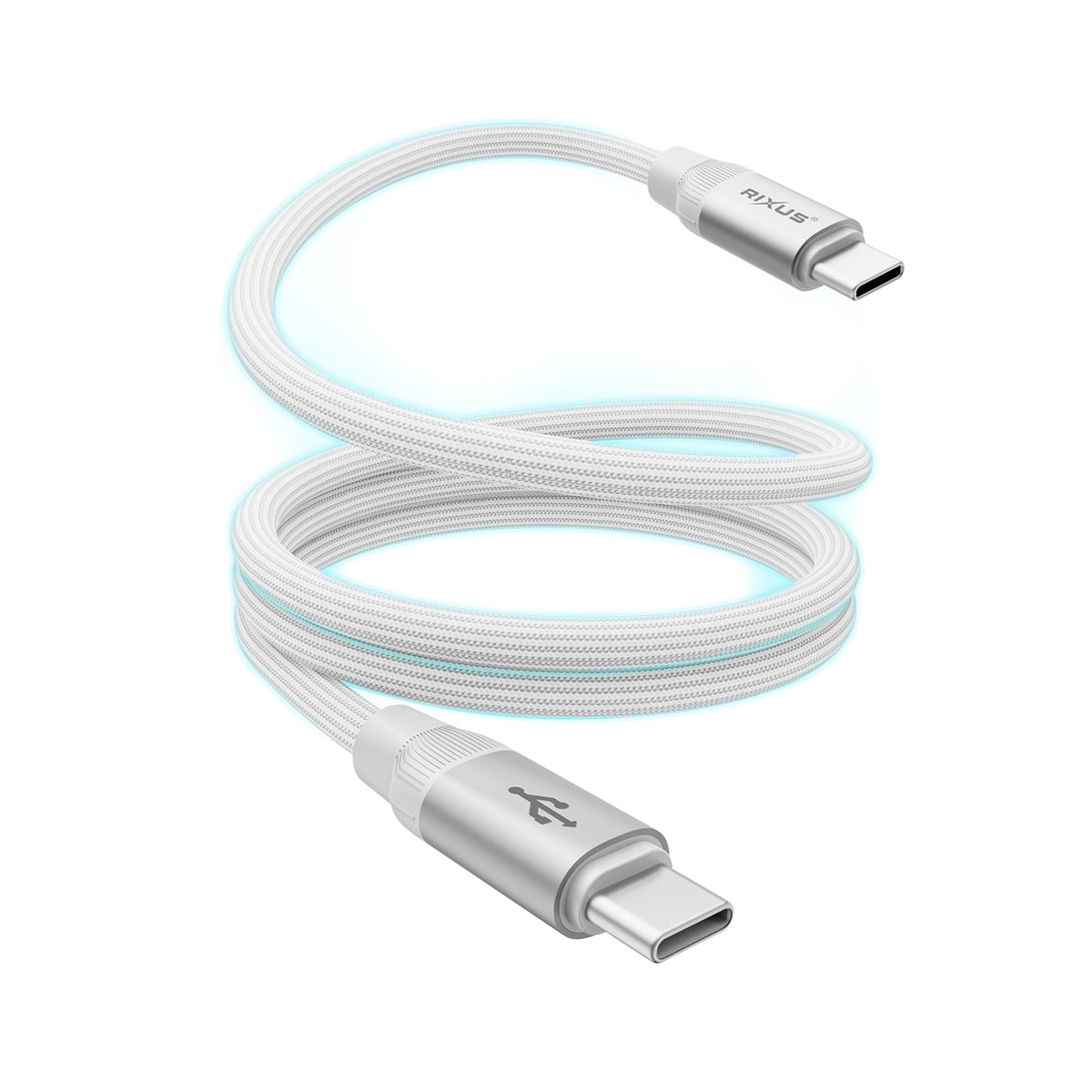 Rixus RXUC59C Magnetisch Oplaadsnoer USB-C Naar USB-C 1m 60W Wit