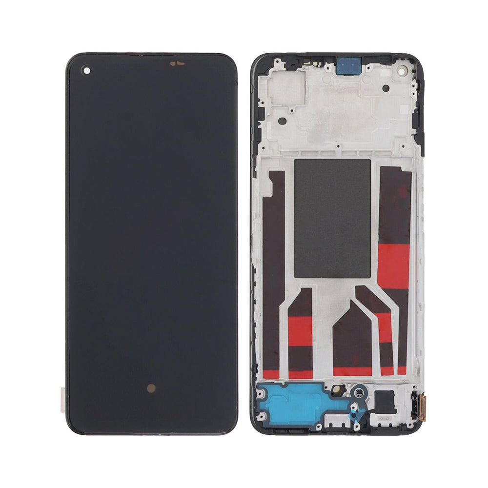 Oppo Reno8 5G-scherm en digitizer met frame, zwart OEM