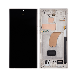 Samsung Galaxy S23 Ultra S918B Display en digitizer met frame crème, vooraf gemonteerd