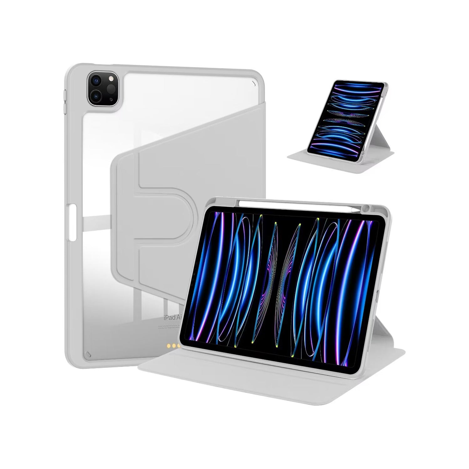 Voor iPad 10 10.9'' (2022), iPad 11.0'' (2025) PU Lederen Beschermhoes Grijs