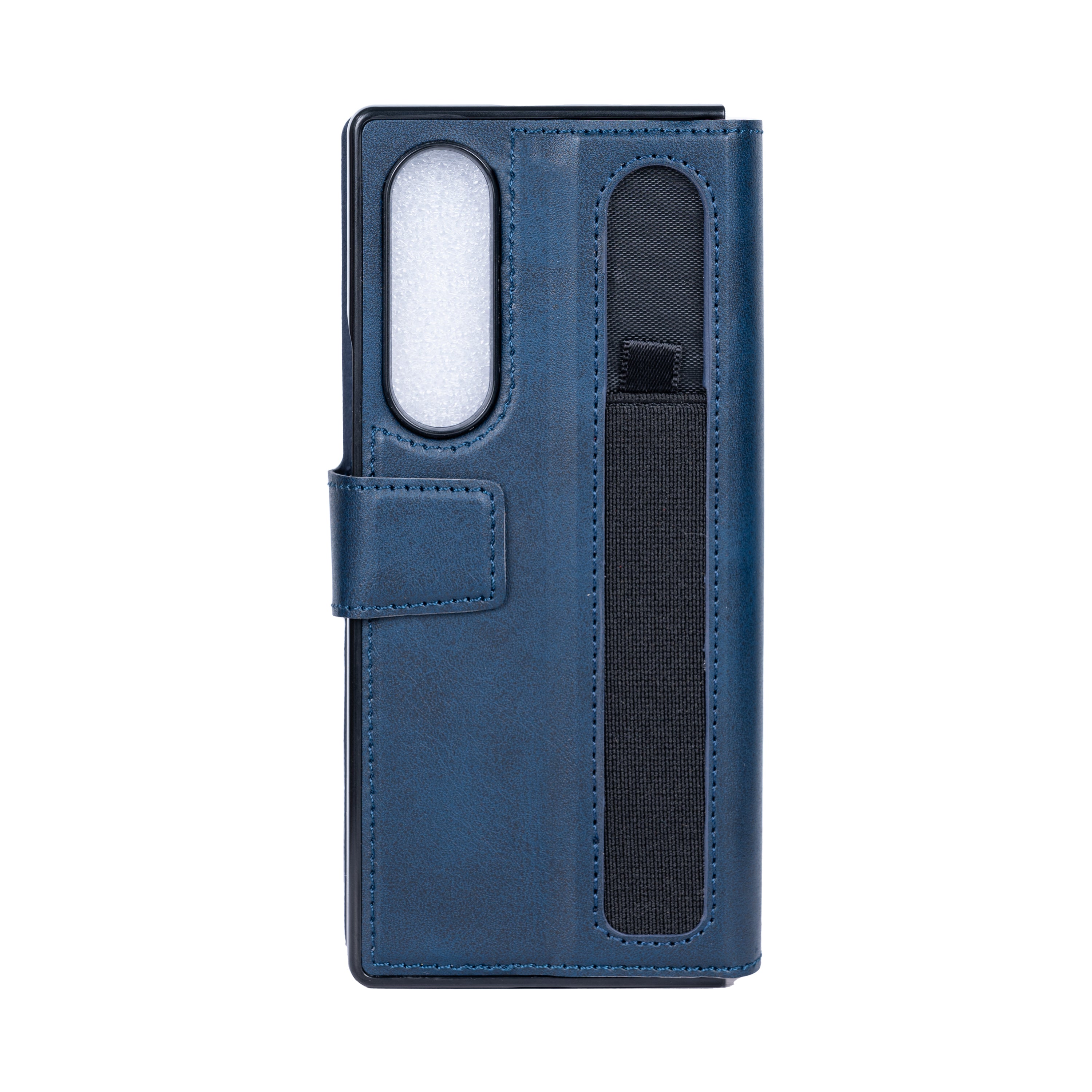 Rixus Portemonnee Hoesje Met Penhouder Voor Samsung Galaxy Z Fold4 Blauw