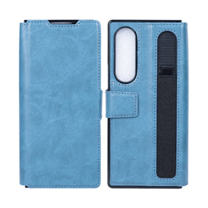 Rixus Portemonnee Hoesje Met Penhouder Voor Samsung Galaxy Z Fold4 Sierra Blauw