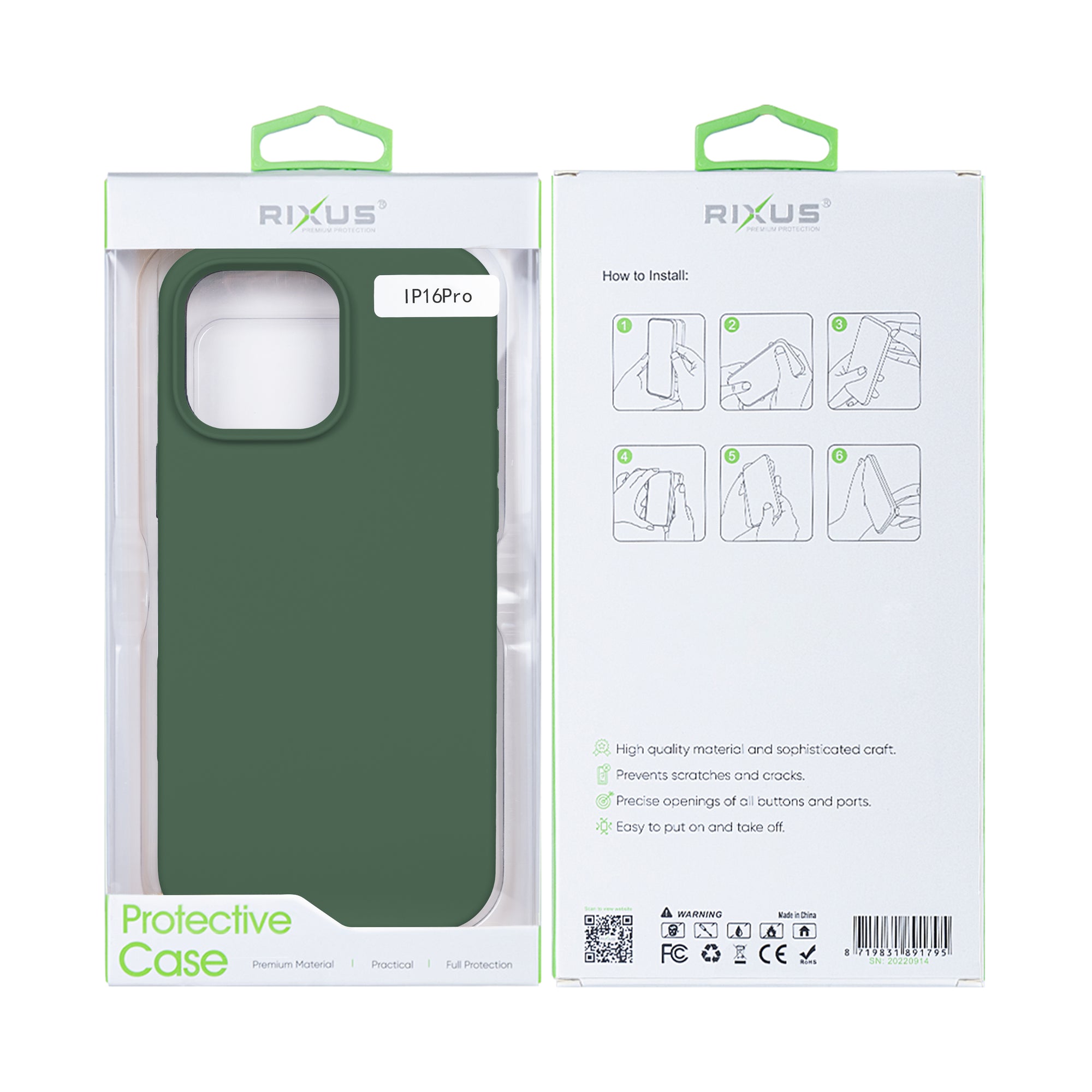 Rixus Zacht TPU Telefoonhoesje For Apple iPhone 16 Pro Donkergroen