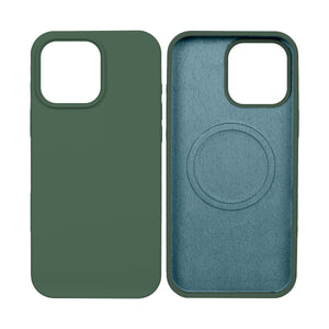 Rixus Soft TPU Phone Case With MagSafe Compatible For Apple iPhone 16 Pro Dark Green