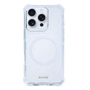 Rixus Armor-X Anti Shock Case With MagSafe Compatible For Apple iPhone 16 Pro Max Transparent