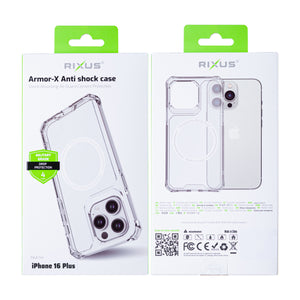 Rixus Armor-X Anti Schok Hoesje Met MagSafe For Apple iPhone 16 Plus Transparant