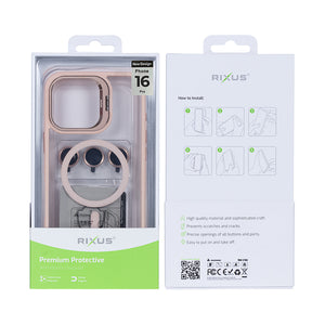 Rixus Classic 03 Case With MagSafe Compatible For Apple iPhone 16 Pro Light Pink