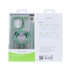 Rixus Classic 03 Case With MagSafe Compatible For Apple iPhone 16 Plus Light Green