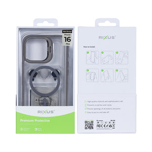 Rixus Classic 03 Case With MagSafe Compatible For Apple iPhone 16 Plus Titanium Grey