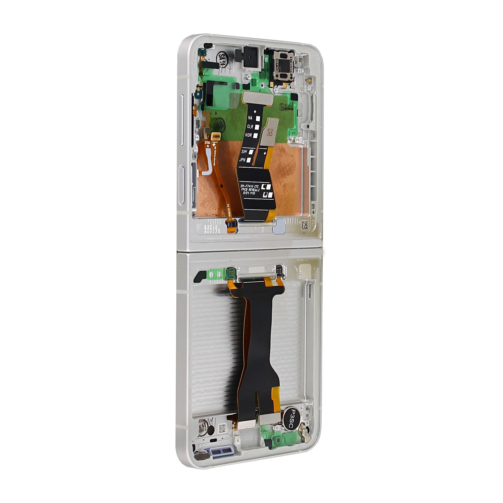 Samsung Galaxy Z Flip6 F741B Hoofdscherm en digitizer met frame wit servicepakket