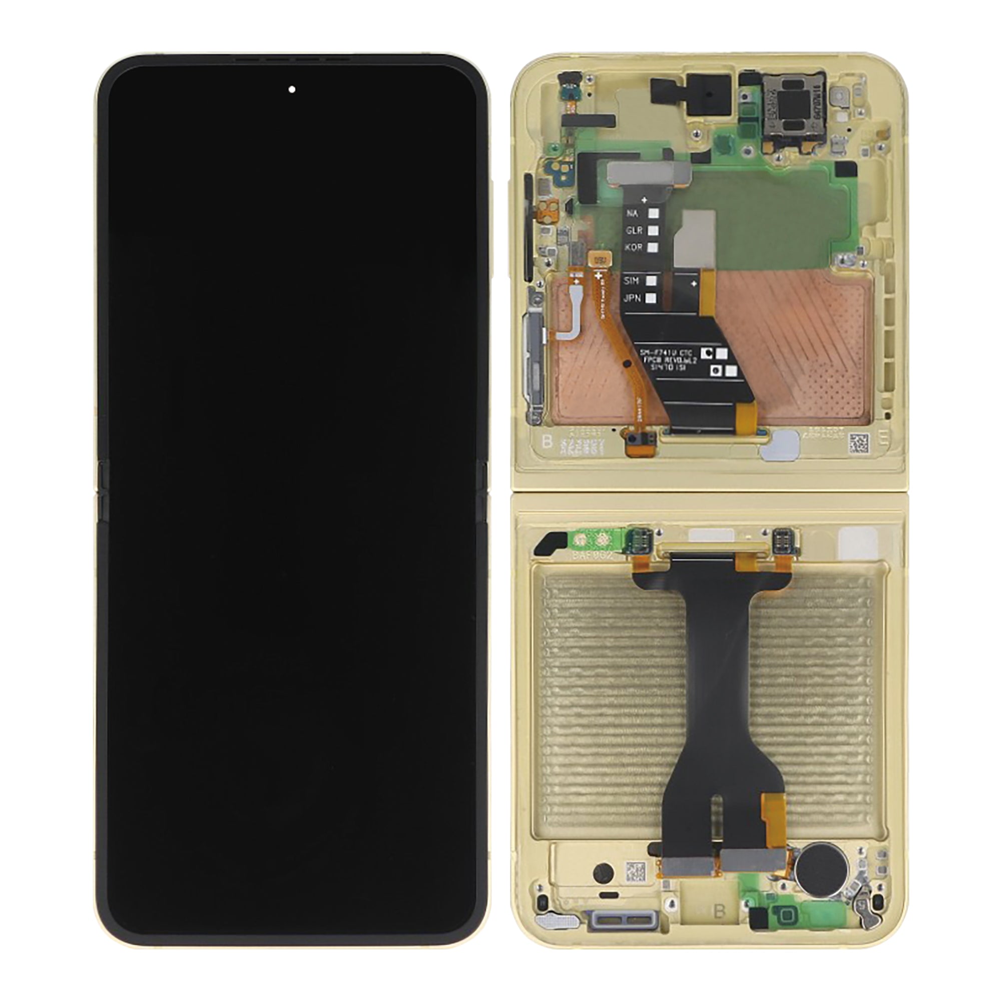 Samsung Galaxy Z Flip6 F741B Hoofdscherm en digitizer met frame Geel Service Pack