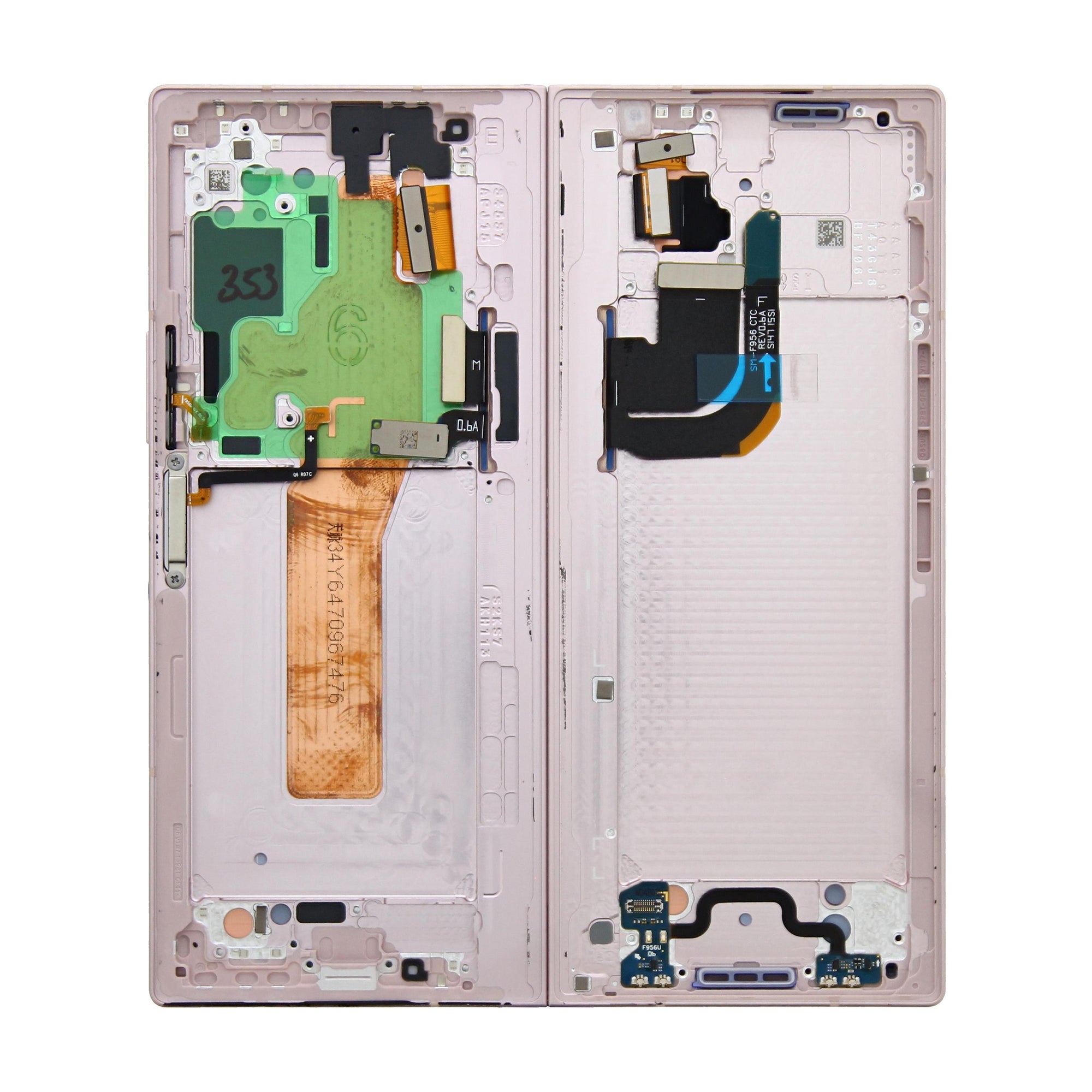Samsung Galaxy Z Fold6 F956B Hoofdscherm en digitizer met frame Roze servicepakket