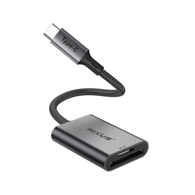 Rixus RXCR01 USB-C Naar SD/TF Kaartlezer Adapter Ruimte Grijs