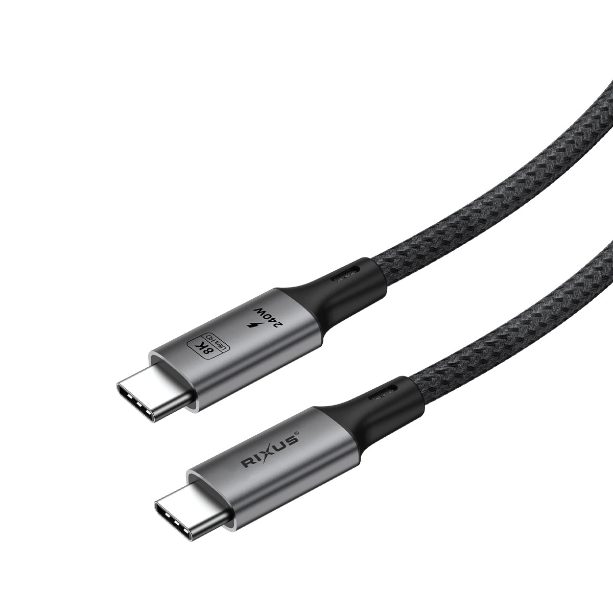Rixus RXUC02 USB-C 4.0 Naar USB-C Kabel 1,8m 240W Grijs