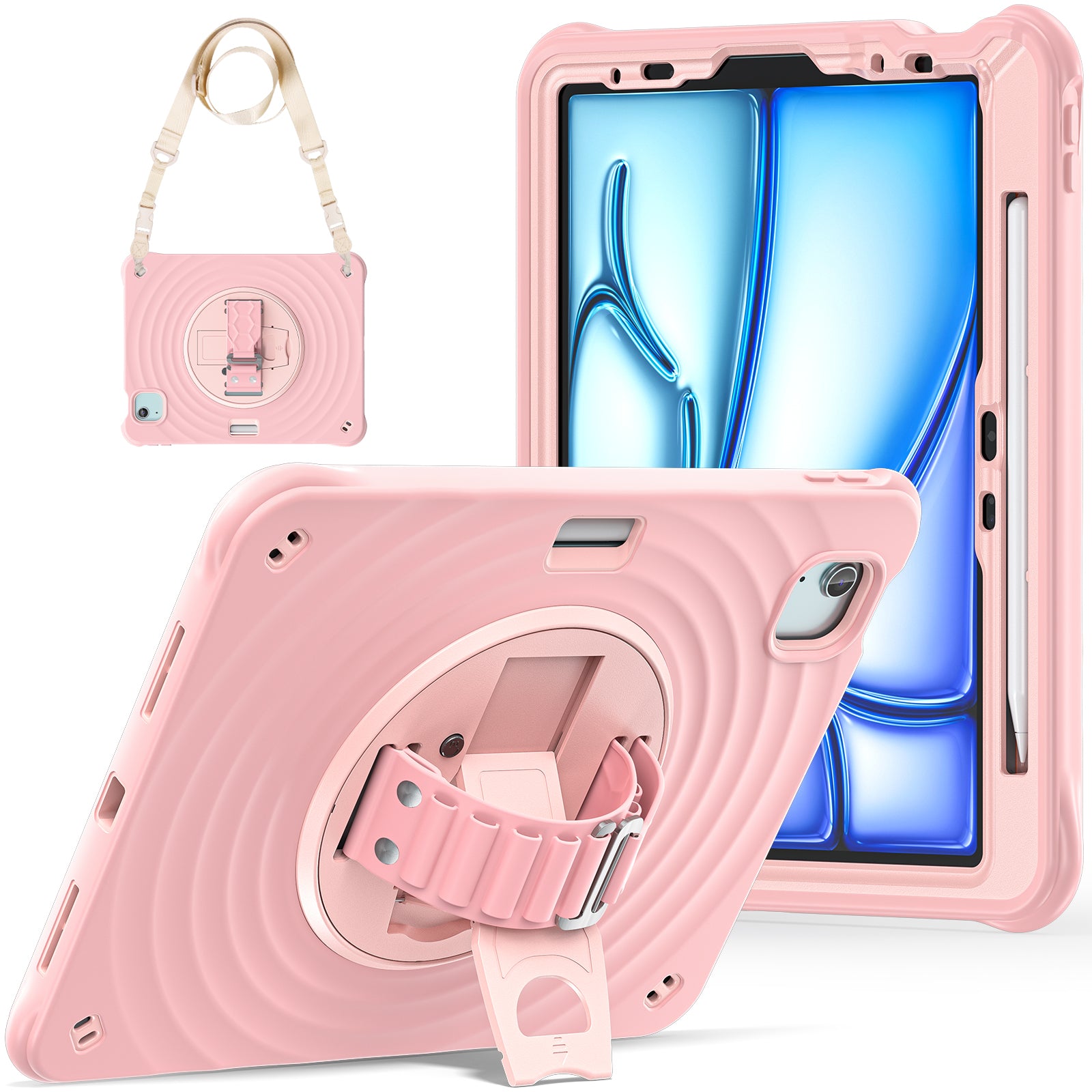Rixus RXTC08 Anti Shock Hoesje For Apple iPad Pro 13 inch (2024) Kersenbloesem Roze