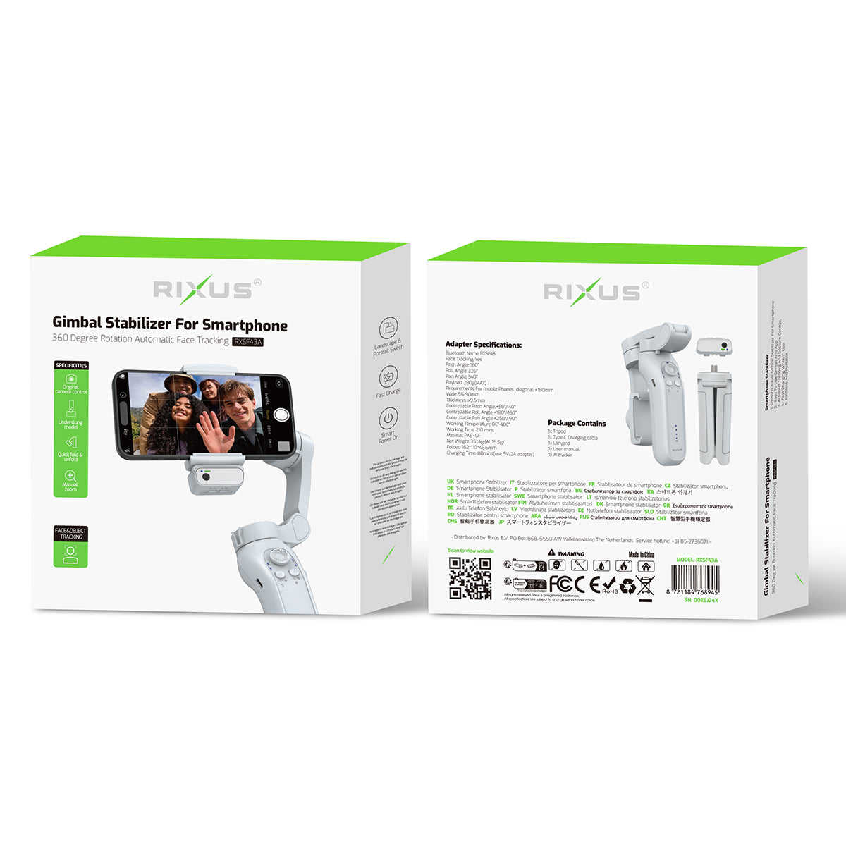Rixus RXSF43A Vloeiend en stabiel volgen van gezichten voor vlog, video, Tik Tok en live video met AI Tracker