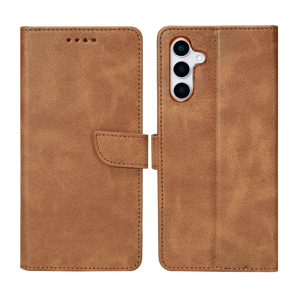 Rixus Boekenhoes Voor Samsung Galaxy S25 Plus Lichtbruin