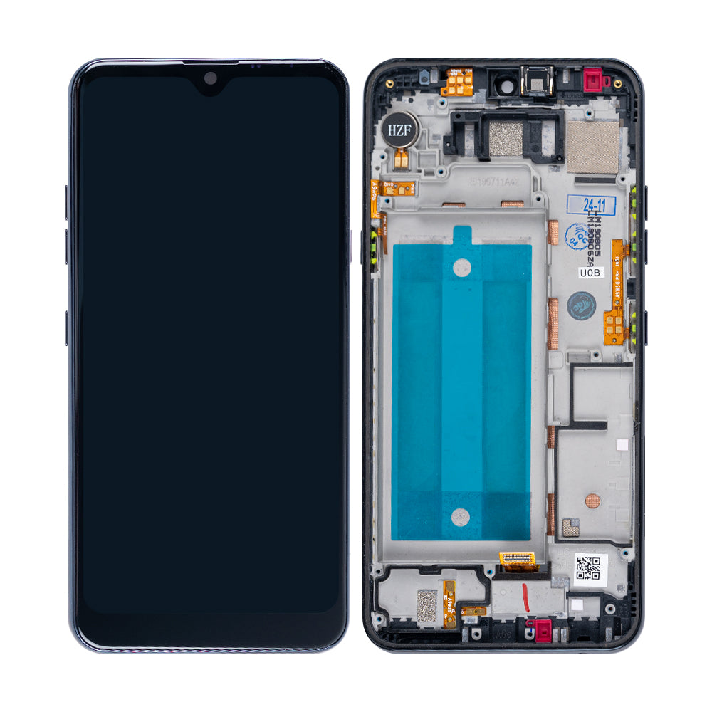 LG Q60-scherm en digitizer met frame Aurora Black OEM