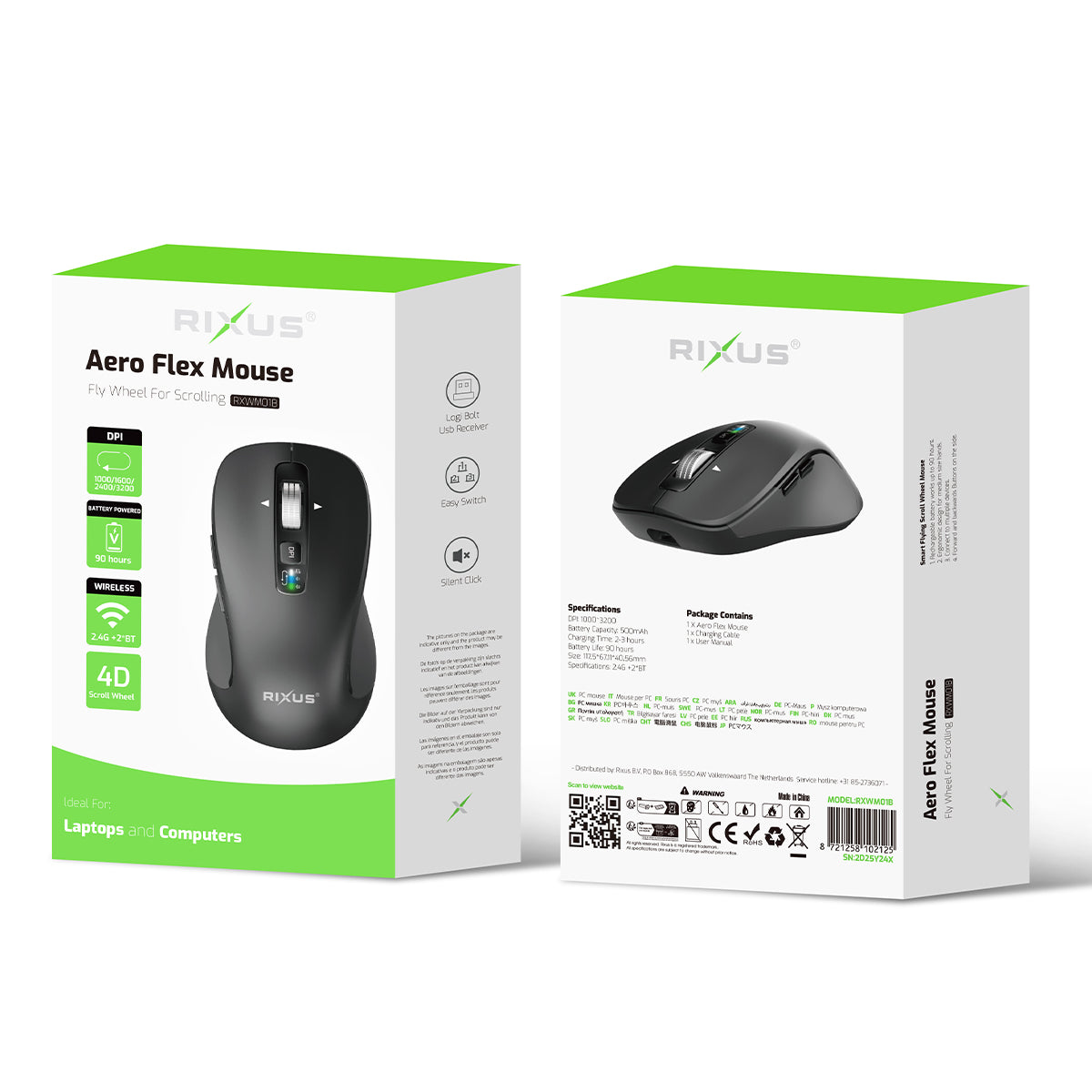 Rixus RXWM01B Aero Flex Muis Zwart