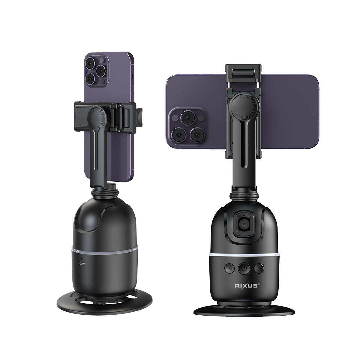 Rixus RXAG03 Auto Face Tracking Voor Vlog, Video, Tik Tok Zwart