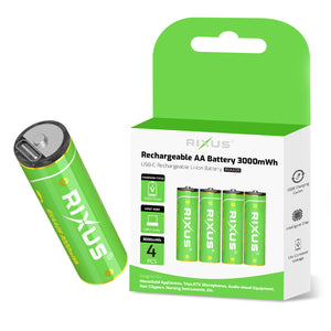 Rixus RXAA05 Oplaadbare AA Batterij 3000mWh Met USB-C Kabel 4-Pack