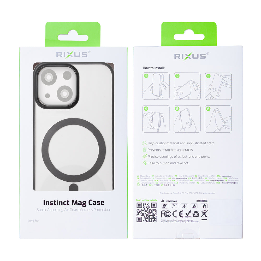 Rixus Instinct Mag Case For Apple iPhone 15 Zwart