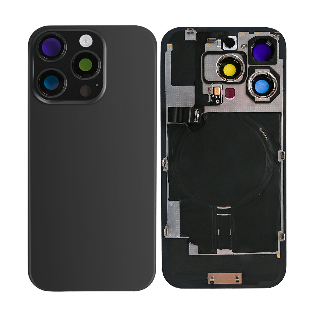 For Apple 16 Pro Max achterglas met NFC, vergroot cameraframe zwart titanium compatibel