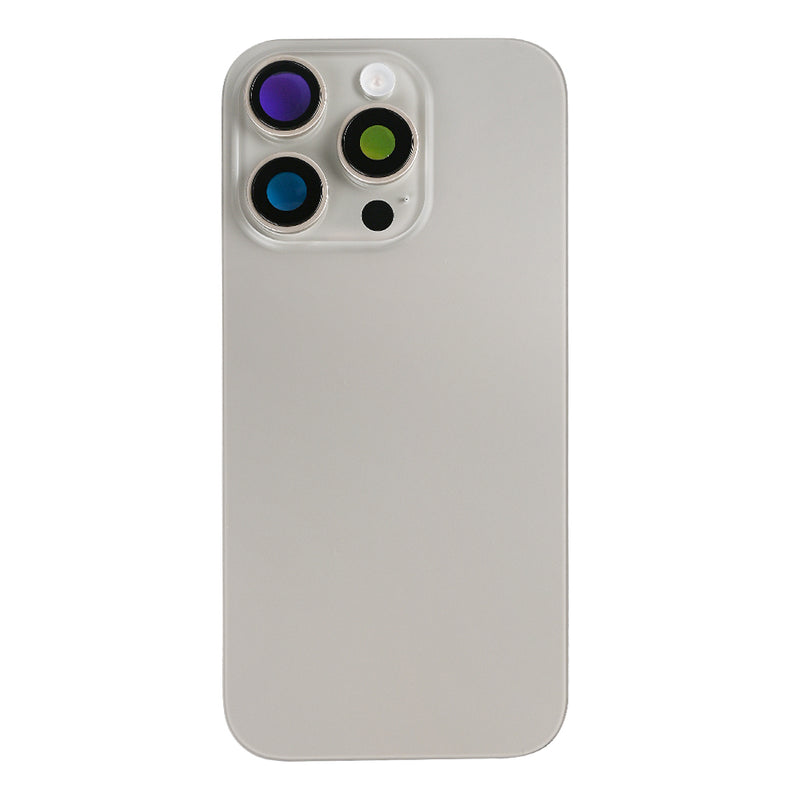 For Apple 16 Pro Max achterglas met NFC, vergroot cameraframe, natuurlijk titanium, compatibel