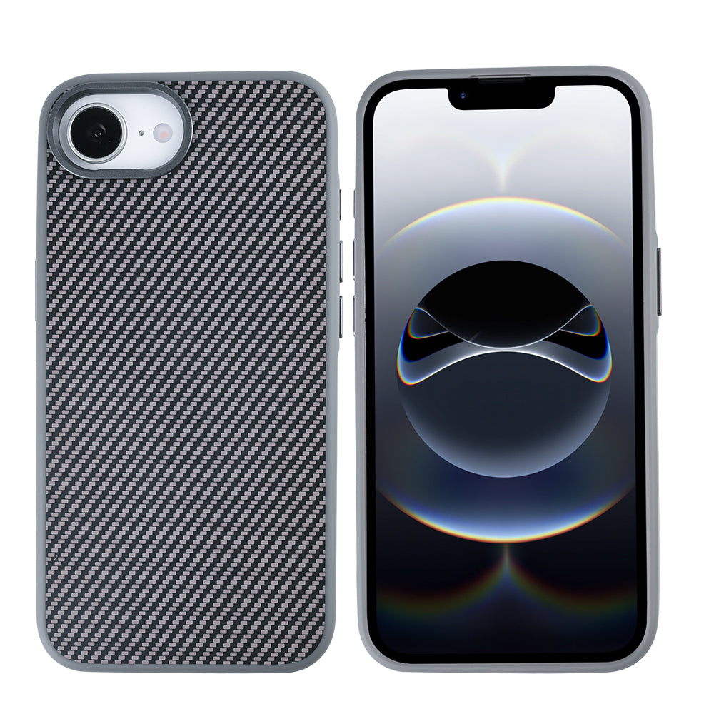 Rixus Mag Carbon Met MagSafe For Apple iPhone 16e Titaangrijs