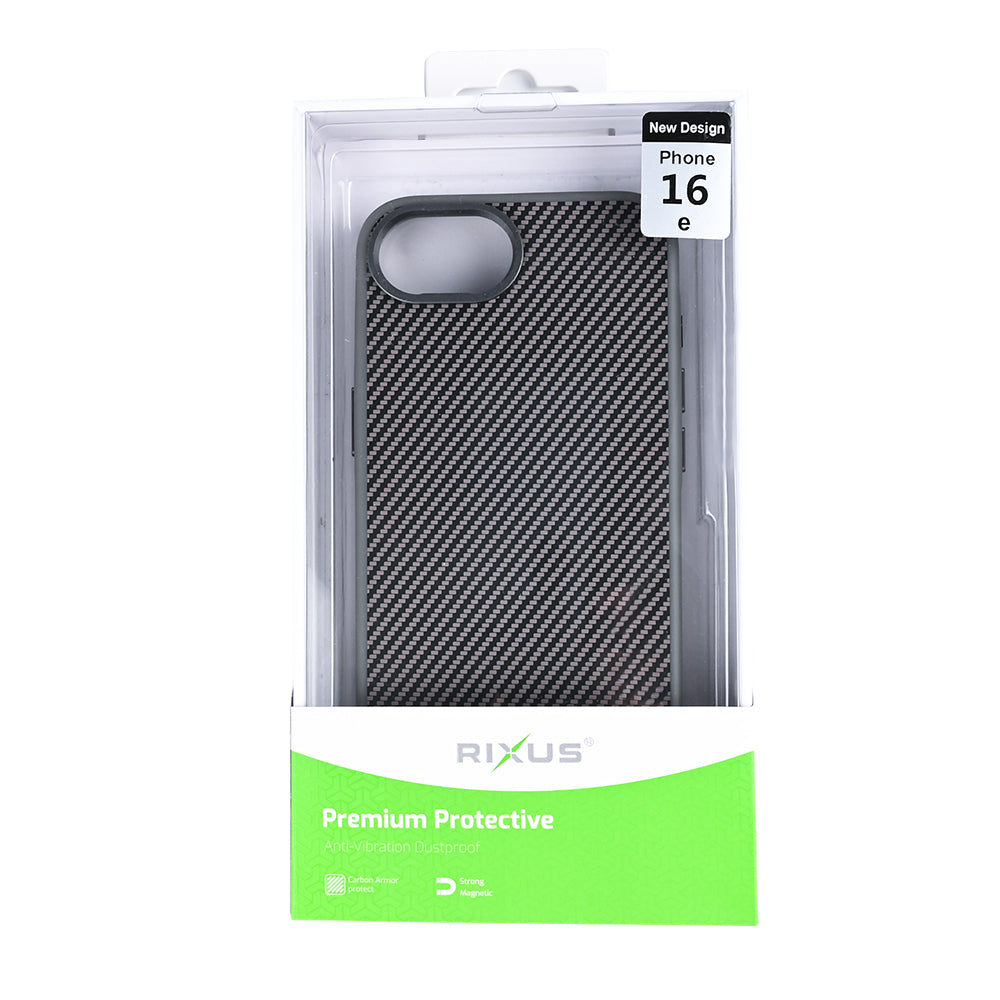 Rixus Mag Carbon Met MagSafe For Apple iPhone 16e Titaangrijs