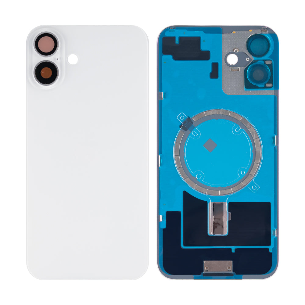 For Apple 16 Plus achterglas zonder NFC, vergroot cameraframe wit compatibel