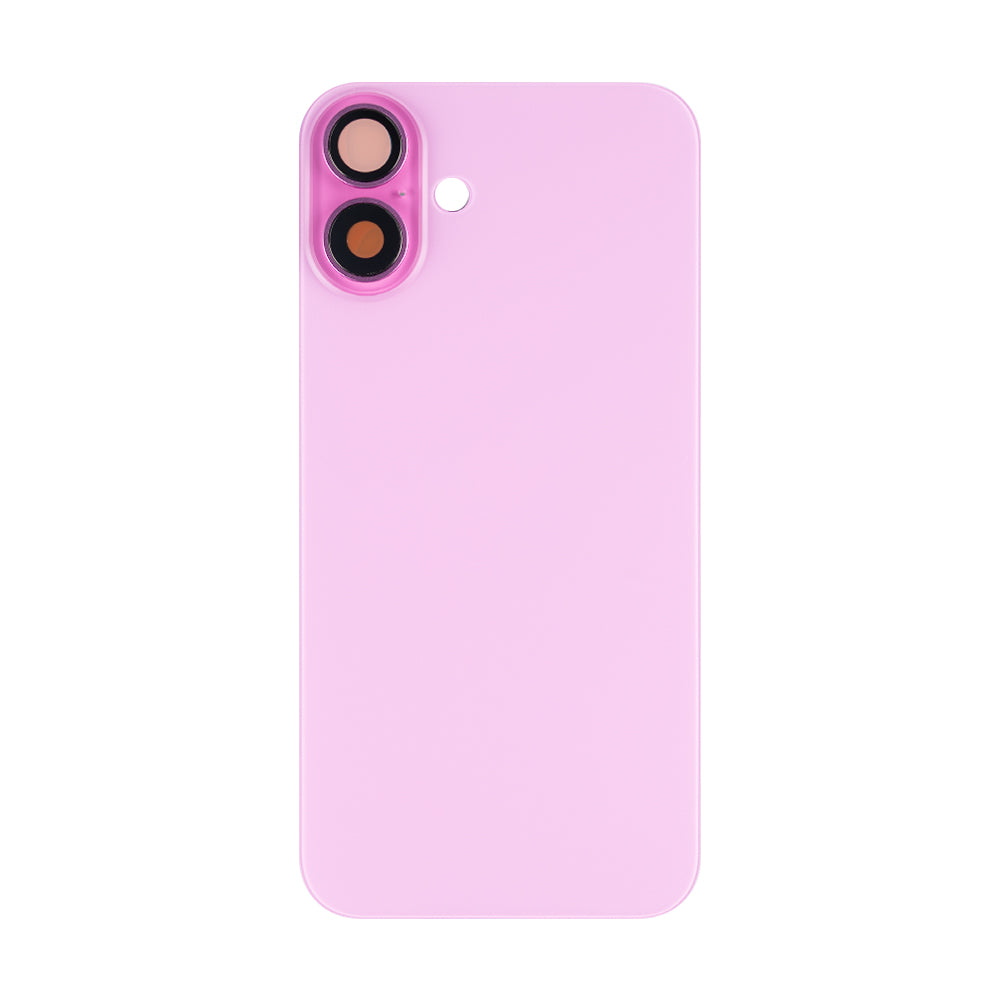 For Apple 16 Plus achterglas zonder NFC, vergroot cameraframe roze compatibel