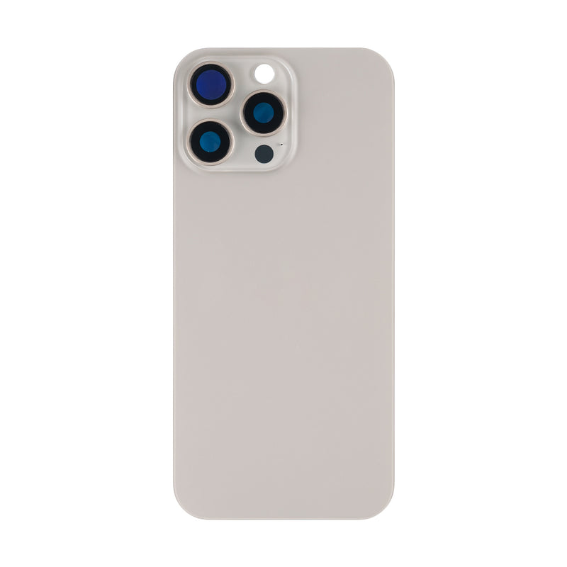 For Apple 16 Pro Max achterglas zonder NFC, vergroot cameraframe, natuurlijk titanium, compatibel