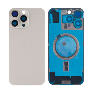 For Apple 16 Pro Max achterglas zonder NFC, vergroot cameraframe, natuurlijk titanium, compatibel