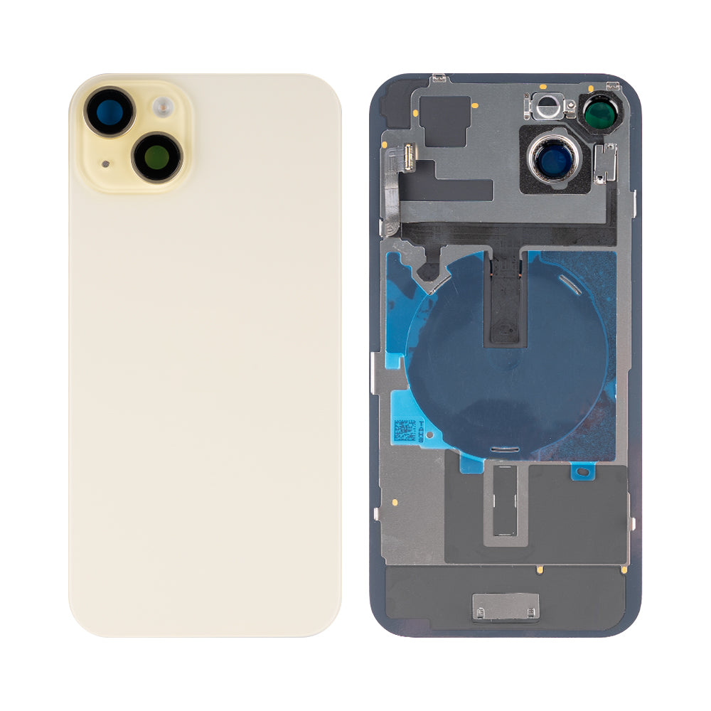 For Apple 15 Plus achterglas met NFC, vergroot cameraframe geel compatibel